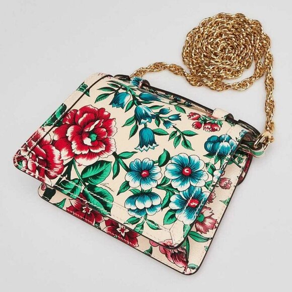 Gucci Multicolor Brit Roses Print Leather Ophidia Mini Square Shoulder Bag - Picture 3 of 10